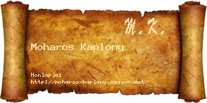 Moharos Kaplony névjegykártya